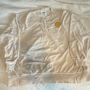 Aerie Cream Pullover with Smiley Detail